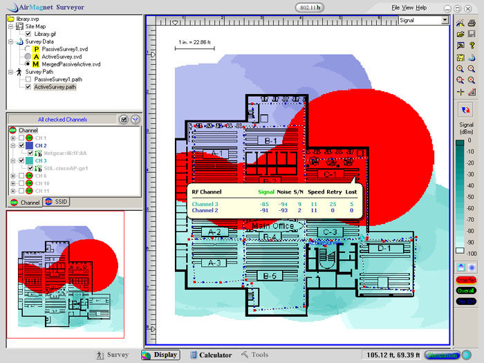 Darstellung der Ausleuchtung und Signalstärken